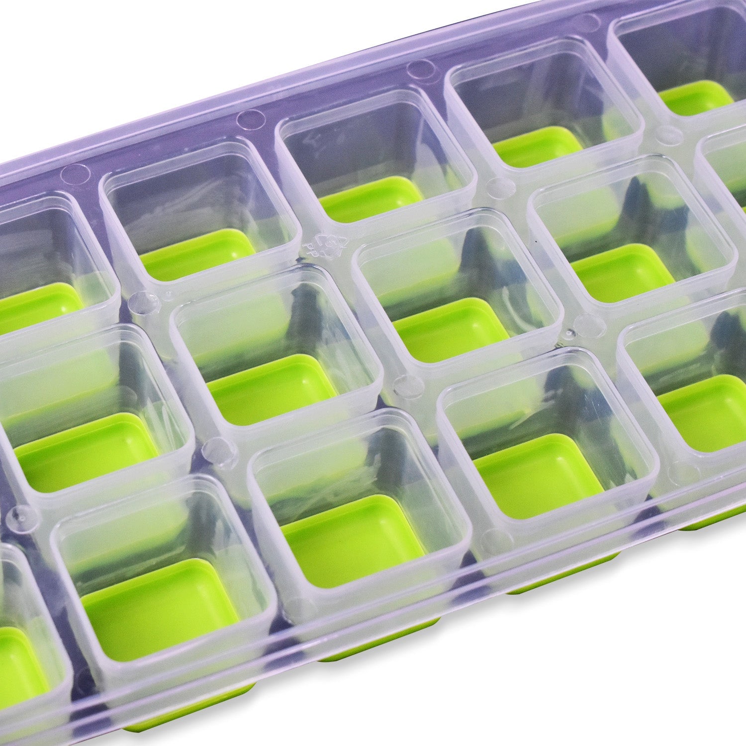 18 Cavity Pop Up Ice Cube Tray Easy Release Flexible Silicone Bottom Ice Tray , Stackable Ice tray, 100% BPA Free, Food Grade for Freezer