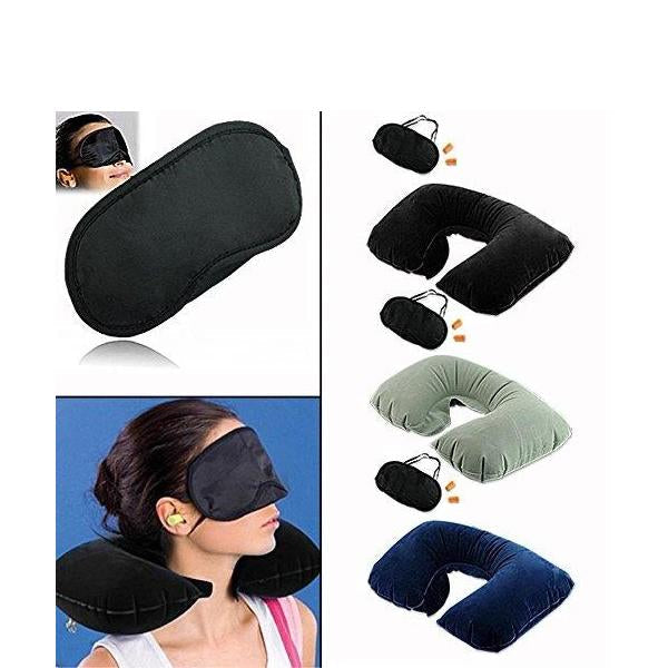 3in1 Air Travel Kit with Pillow, Ear Buds & Eye Mask