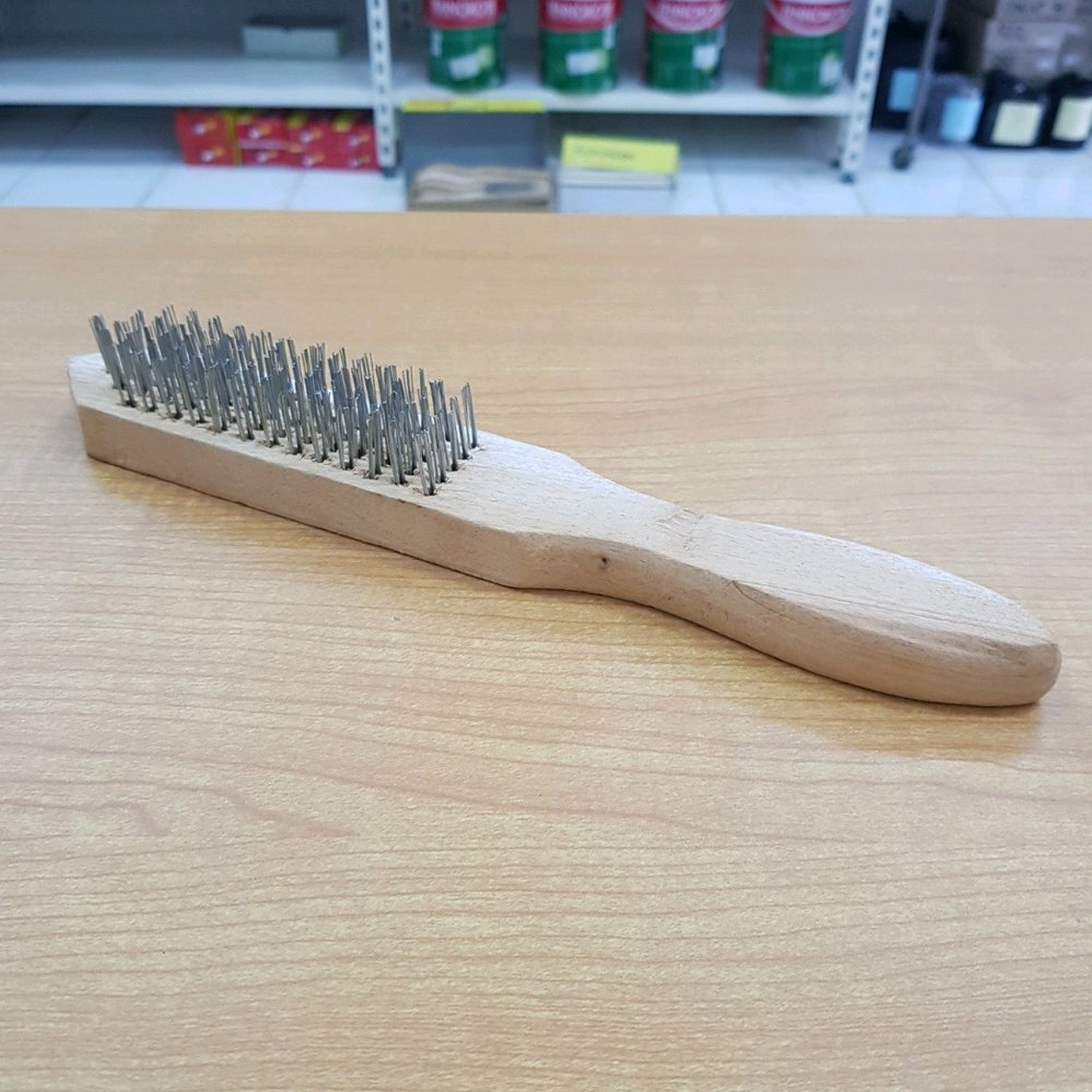 Wooden Handle Steel Wire Brush (1 Pc)