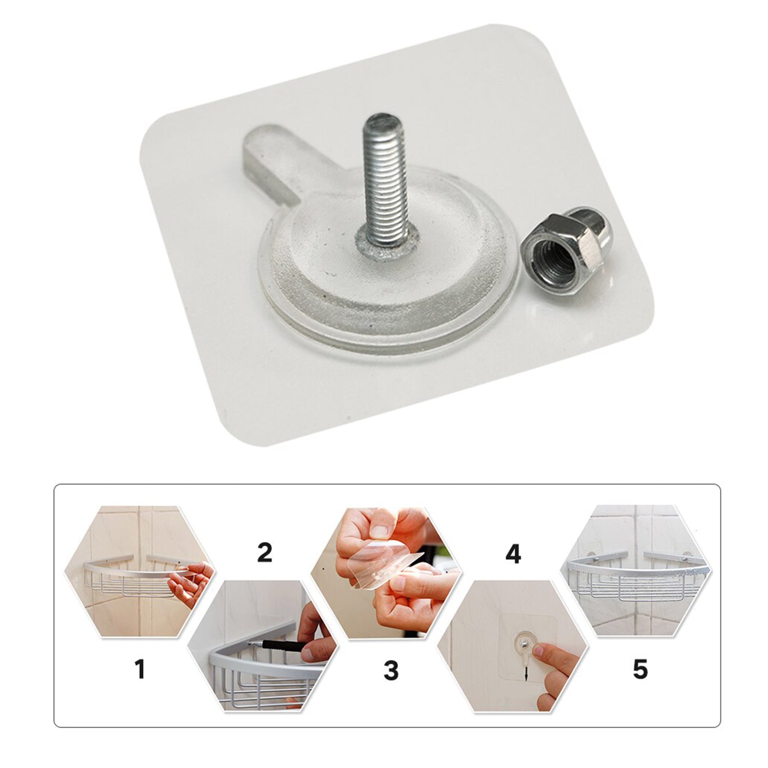 Adhesive Screw Wall Hook used in all kinds of places including household and offices for hanging and holding stuffs etc.