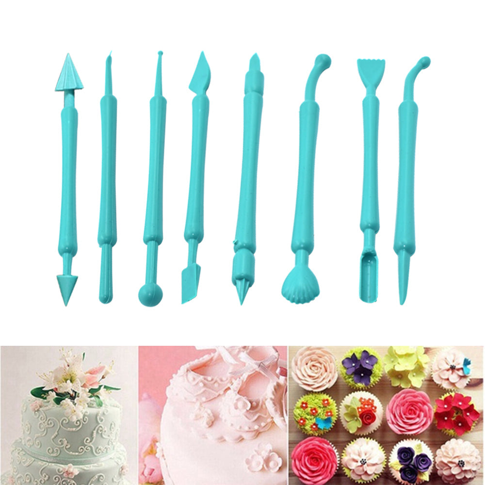 Fondant Cake Decor Flower Sugar Craft Modelling Tools Clay Mould (8PC-Set)