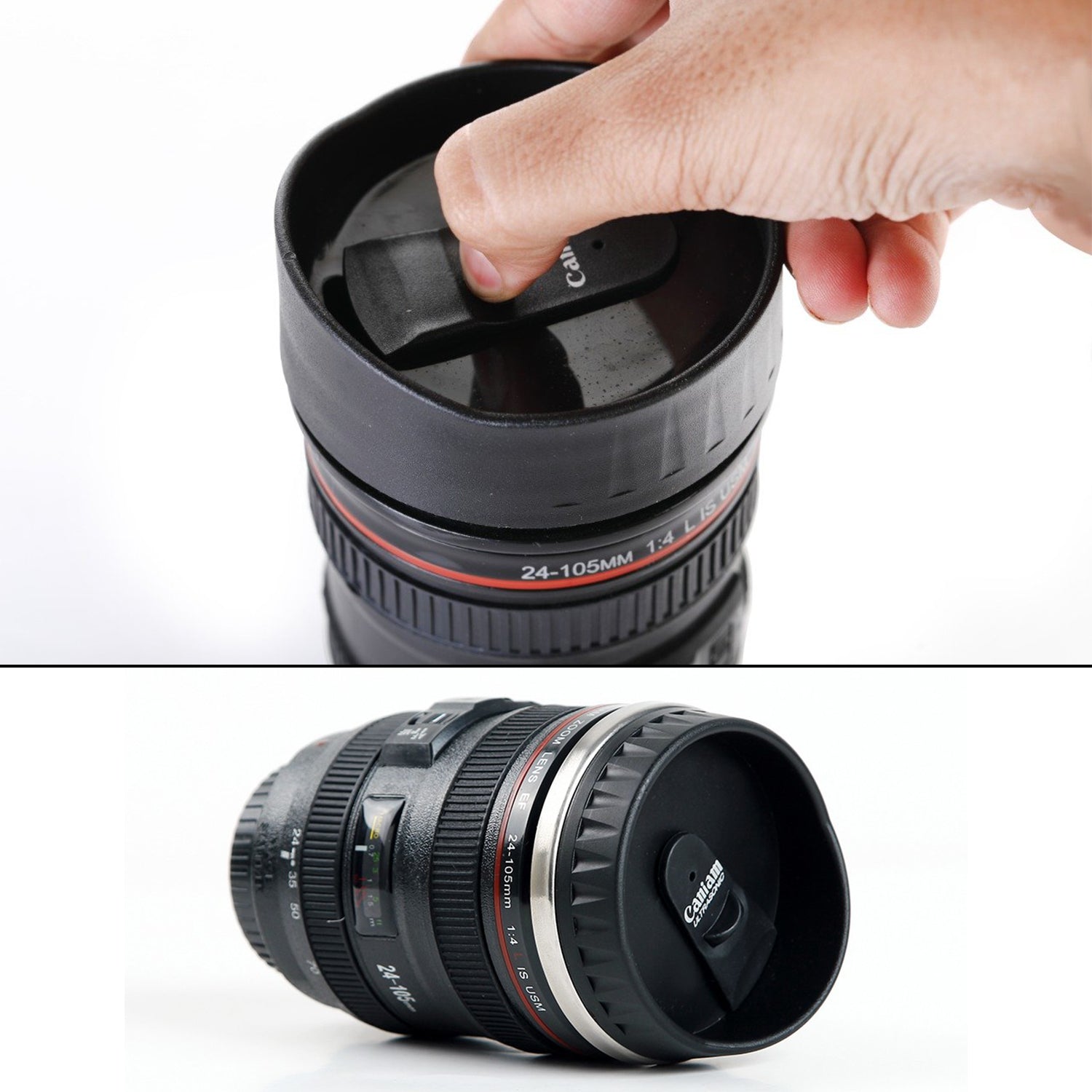 Plastic Camera Lens Stainless Steel Coffee Mug