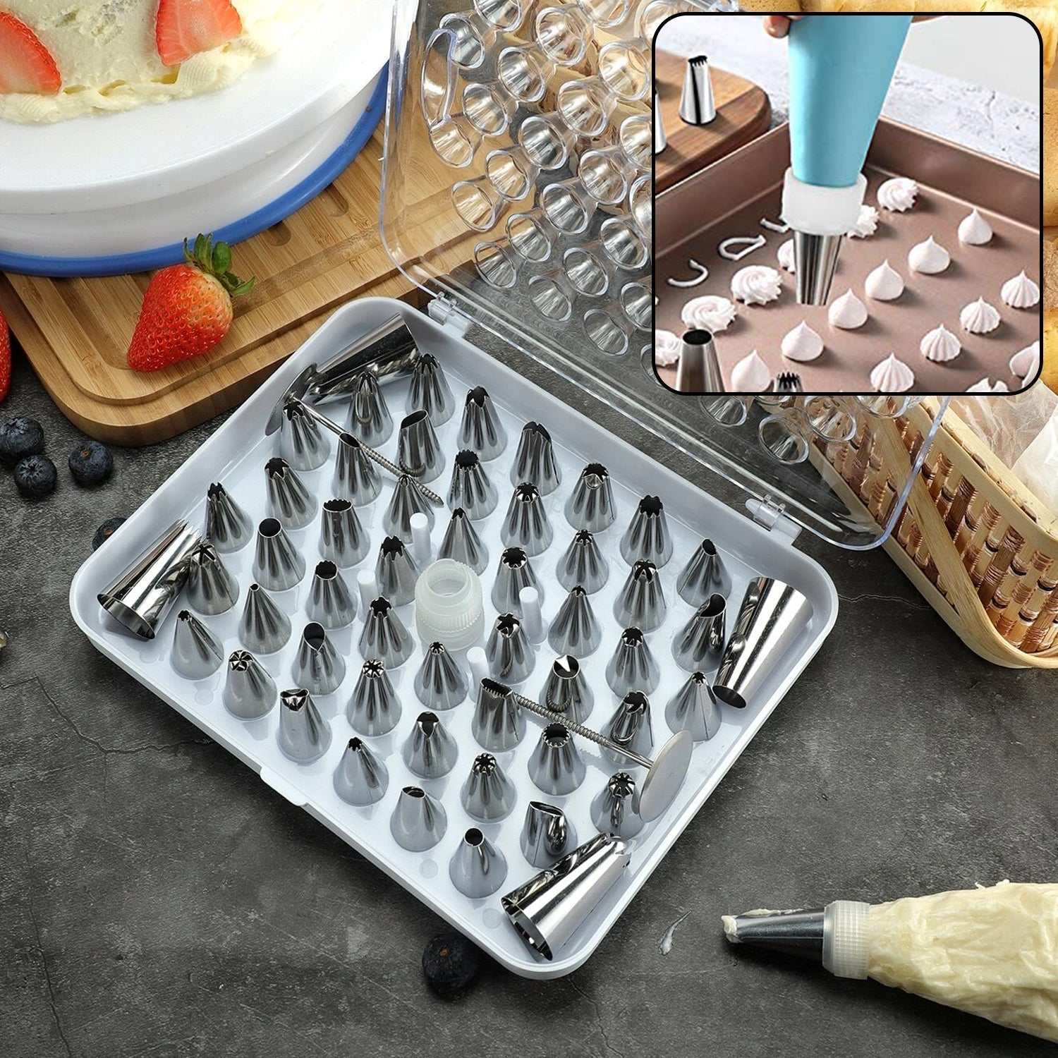 Cake Nozzle Set and Cake Nozzle Tool Used for Making Cake and Pastry Decorations(55 Pcs Set)