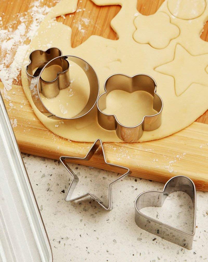 Cookie Cutter Stainless Steel Cookie Cutter with Shape Heart Round Star and Flower (12 Pieces)