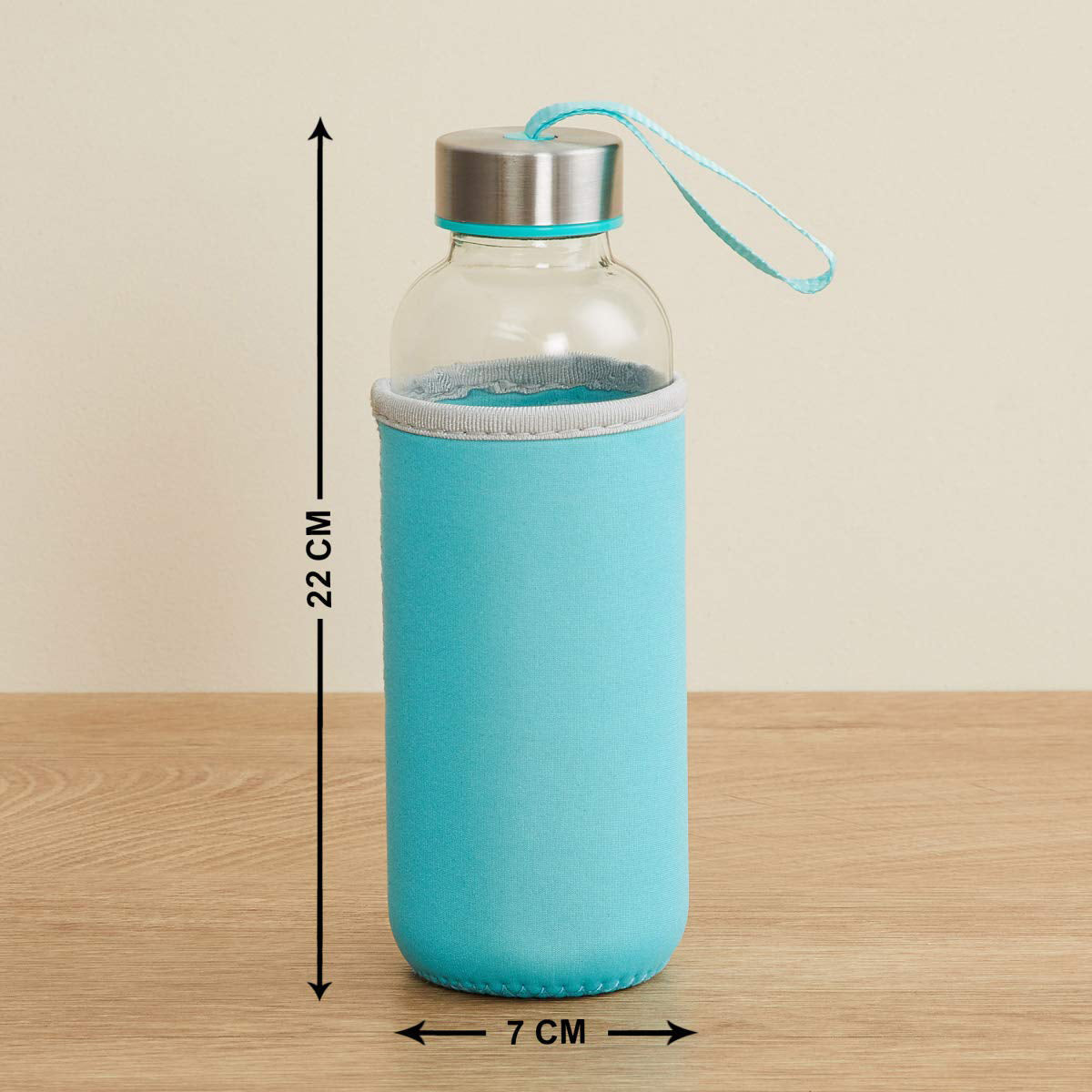 Glass Water Bottle (500 ml) With Cover