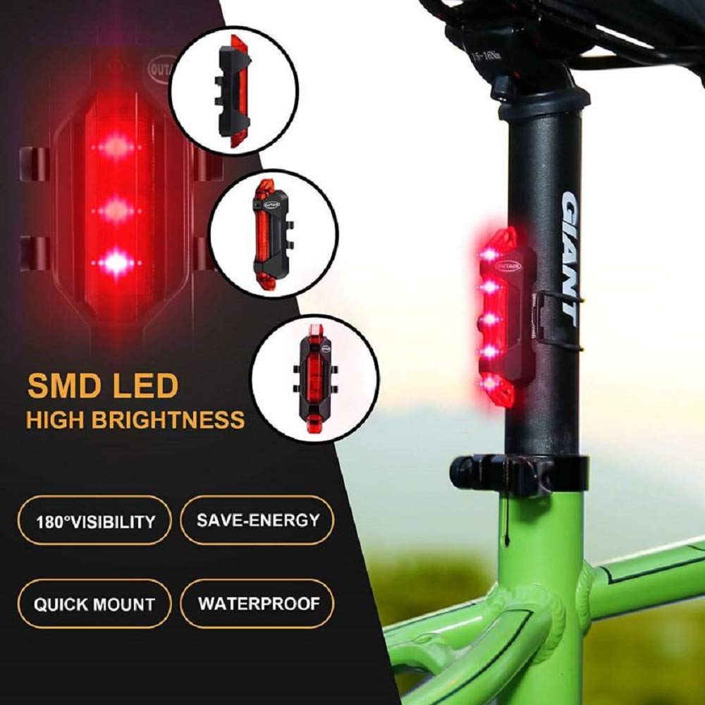 Rechargeable Bicycle Front Waterproof LED Light (Red)