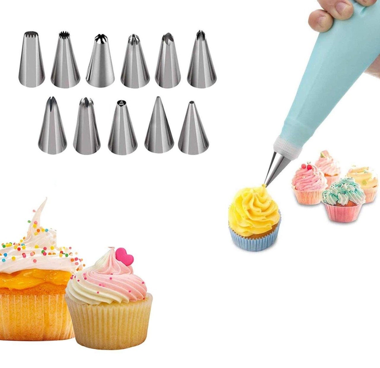 12 Piece Cake Decorating Set of Measuring Cup Oil Basting Brush