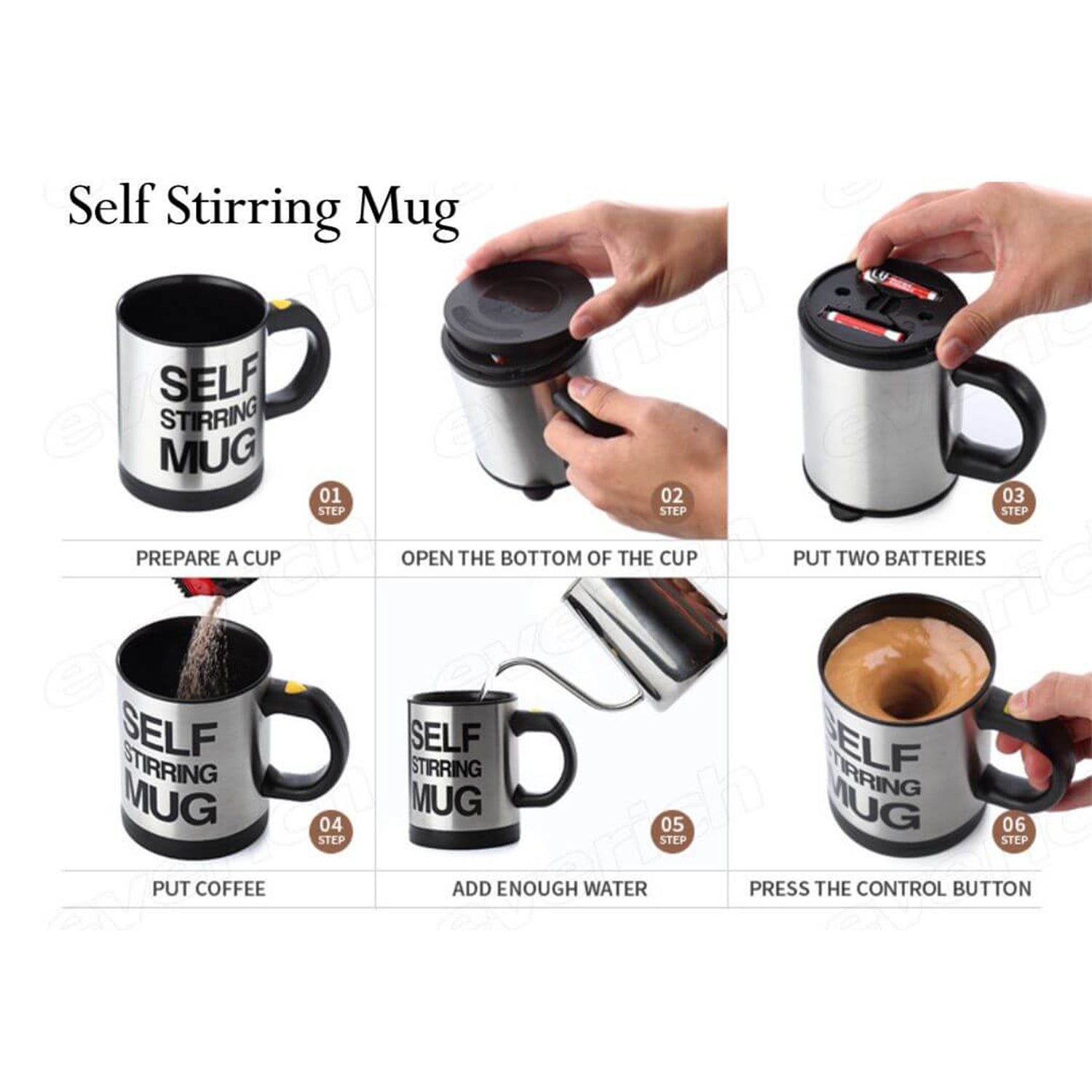 Self Stirring Mug used in all kinds of household and official places for serving drinks, coffee and types of beverages etc.