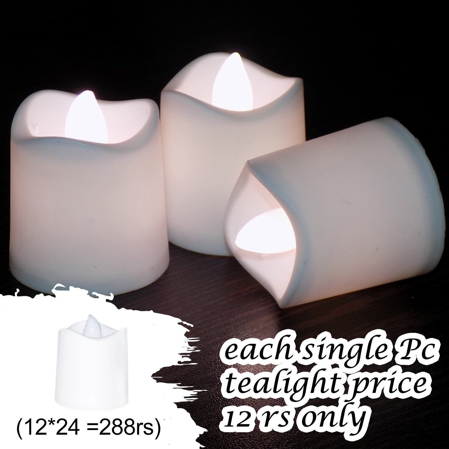 Festival Decorative - LED Tealight Candles (White, 24 Pcs)