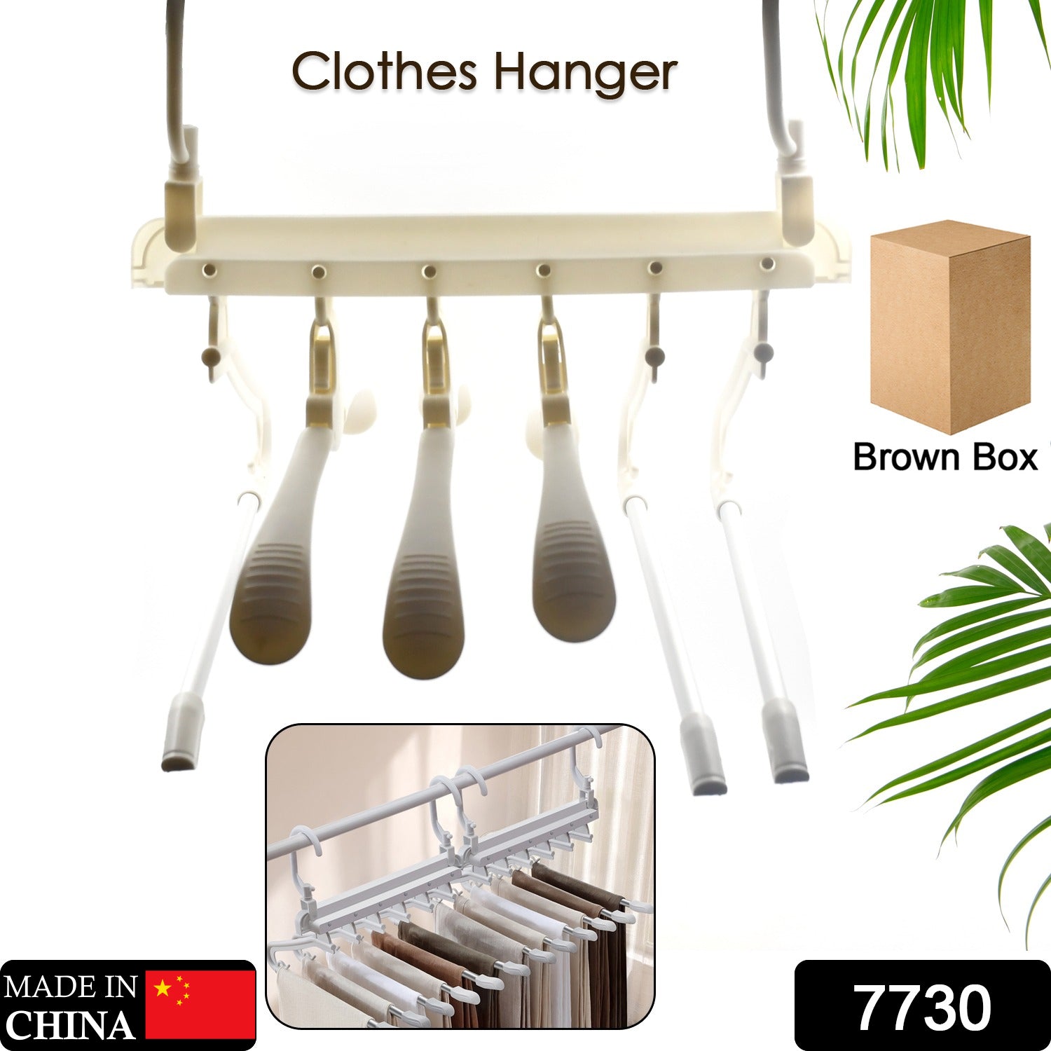 Cloth Hanger 6 in 1 Multi-Layer Hanging Mass Pants Rack Stainless Steel Pants Hangers Folding Storage Rack Space Saver Storage for Trousers Scarf Tie Belt