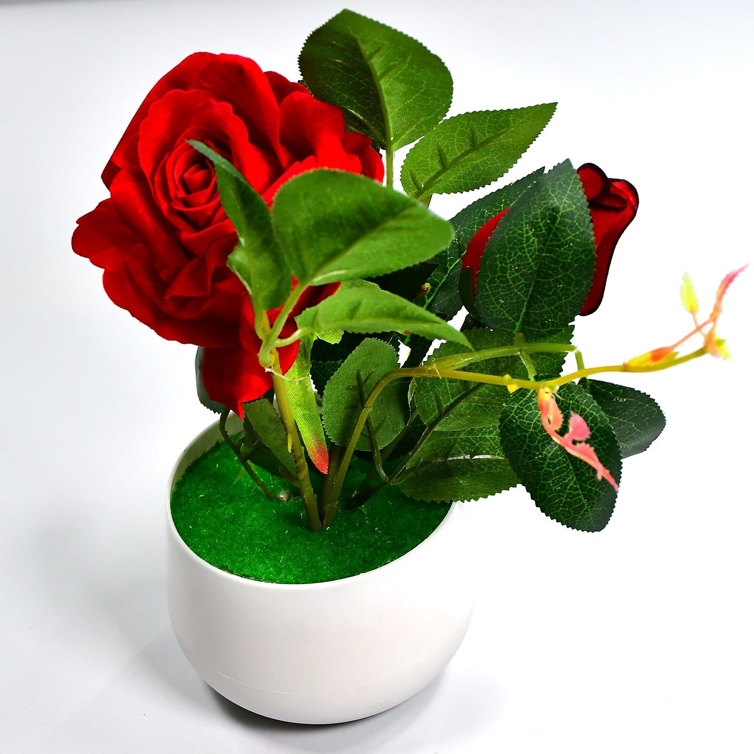 Artificial Rose Flower Plant With Pot, For Home Office Or Gift