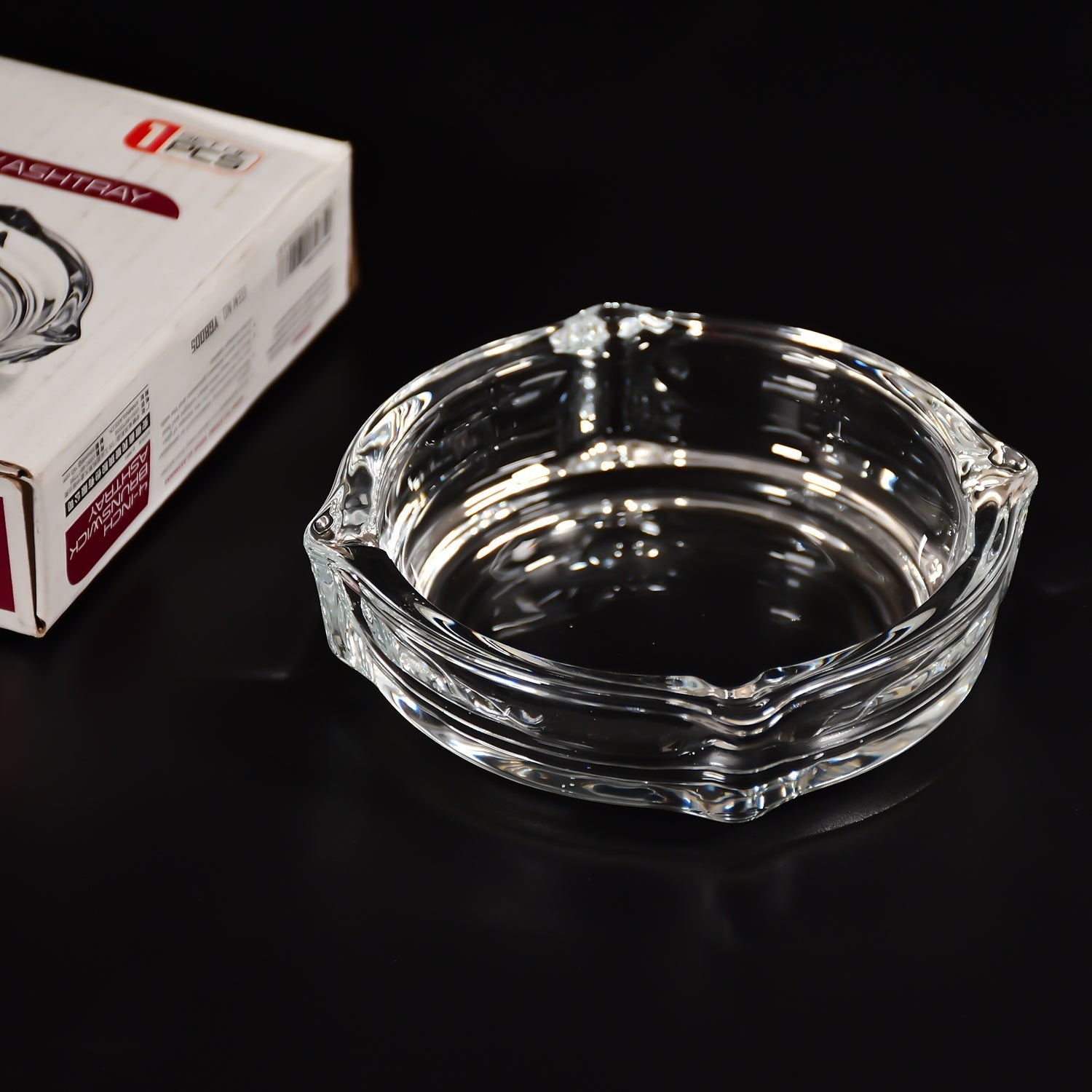 Glass Brunswick Crystal Quality Cigar Cigarette Ashtray Round Tabletop for Home Office Indoor Outdoor Home Decor