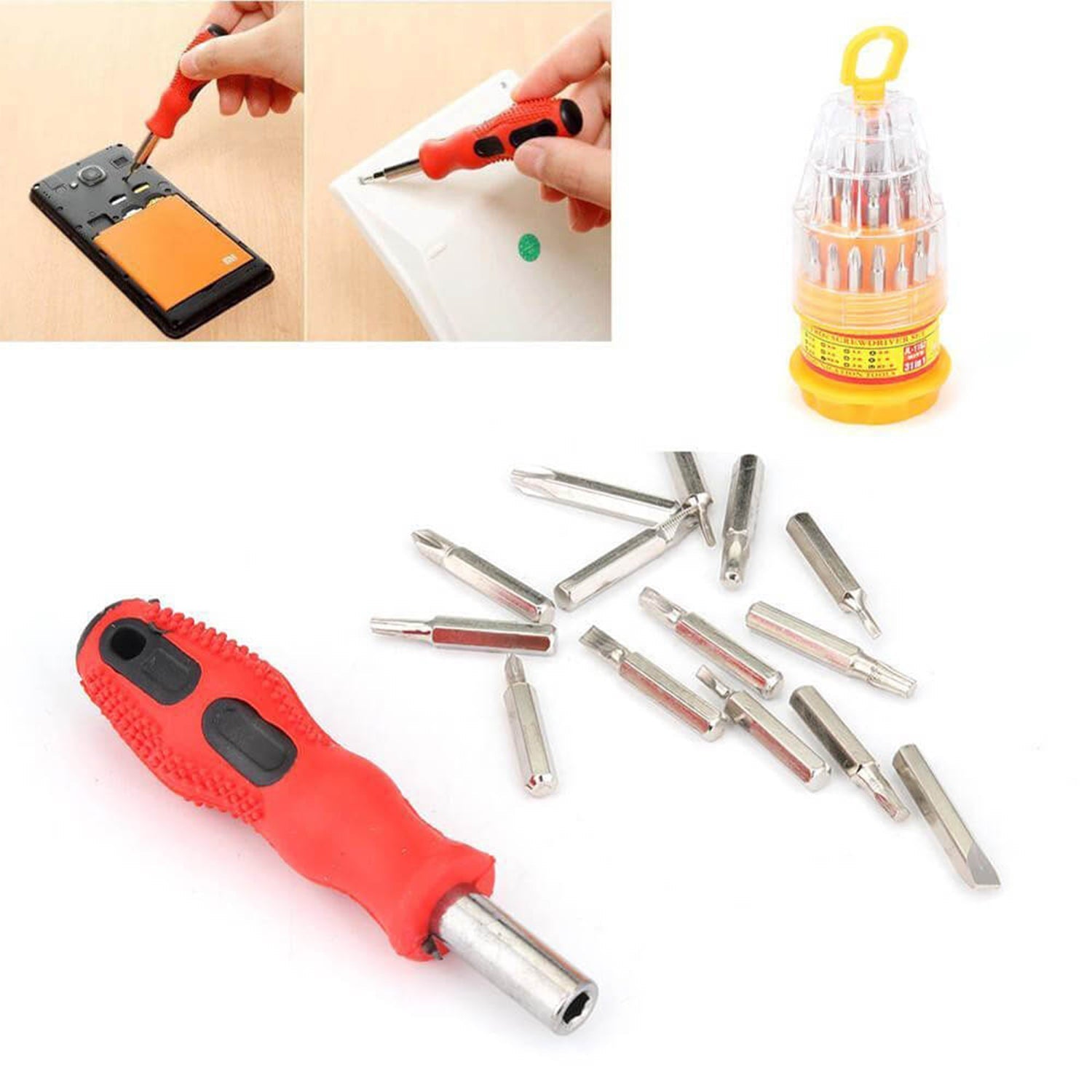 (SET OF 4PC) SCREWDRIVER SET, STEEL 31 IN 1 WITH 30 SCREWDRIVER BITS, PROFESSIONAL MAGNETIC DRIVER SET