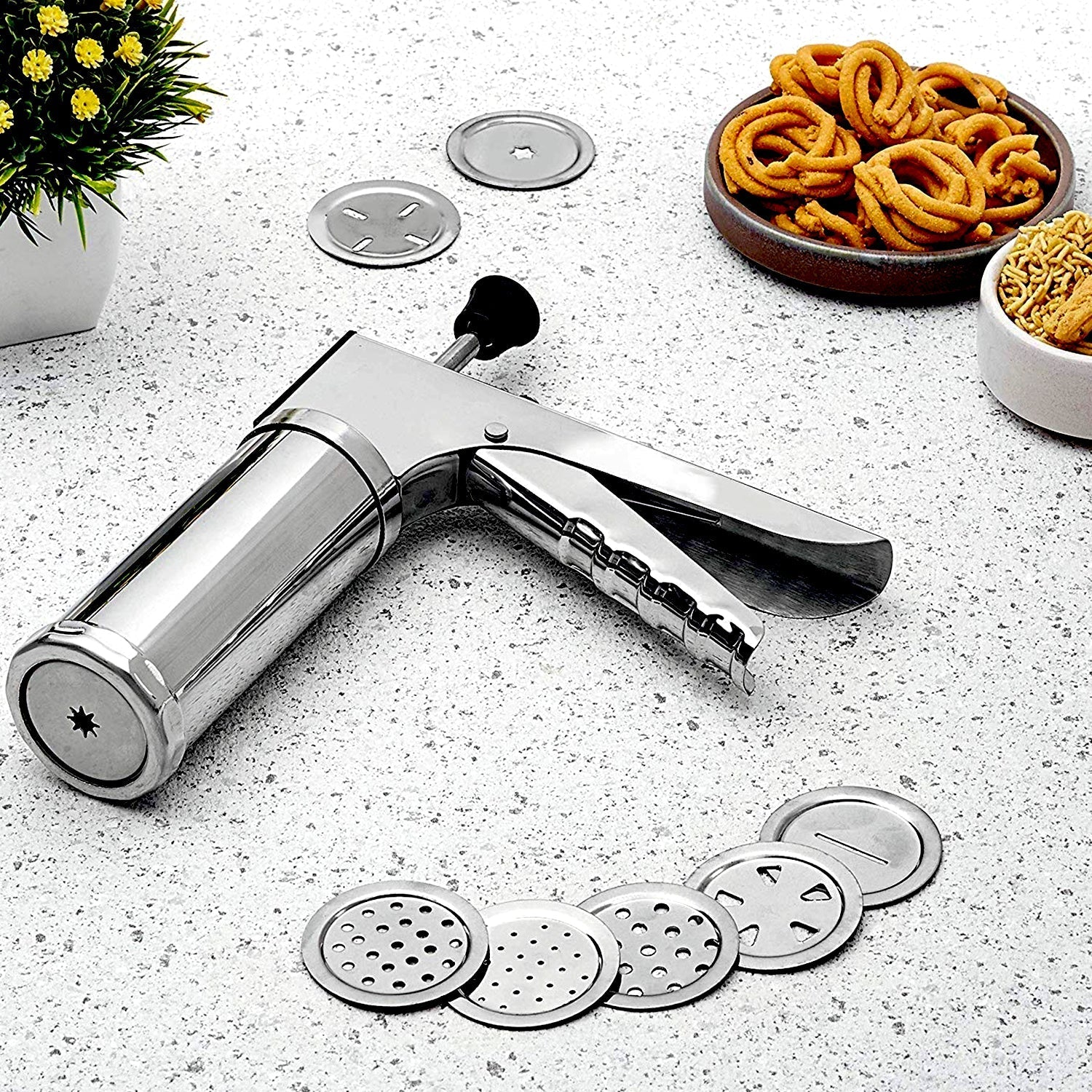 15 in 1 Stainless Steel Kitchen Press with Different Parts