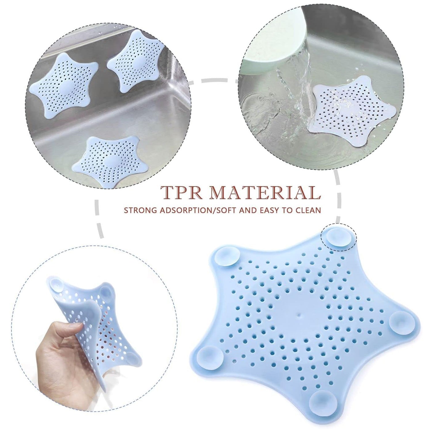 Star Drain Strainer: Catches Hair & Prevents Clogs (Kitchen/Bath)