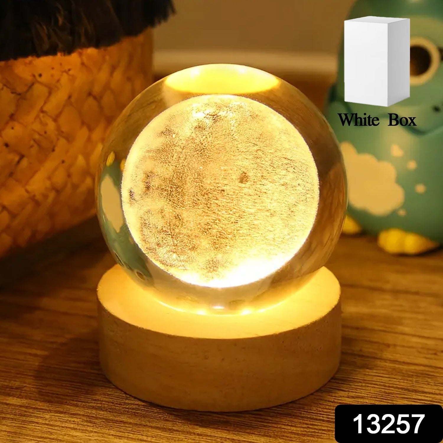 Moon 3D Crystal Ball Lamps with Base For Bedroom 3D Lamps (1 Pc)