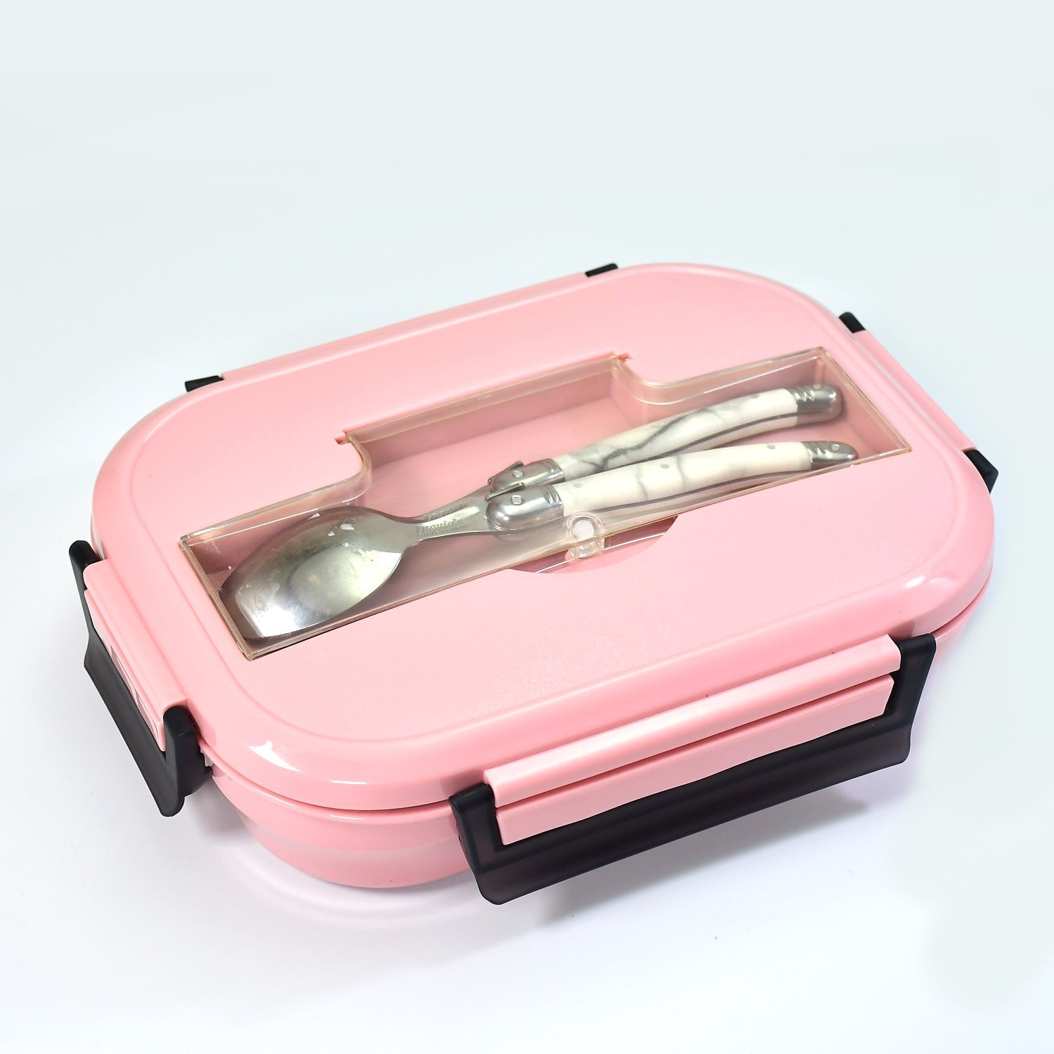 Pink Lunch Box for Kids and adults, Stainless Steel Lunch Box with 3 Compartments With spoon slot.