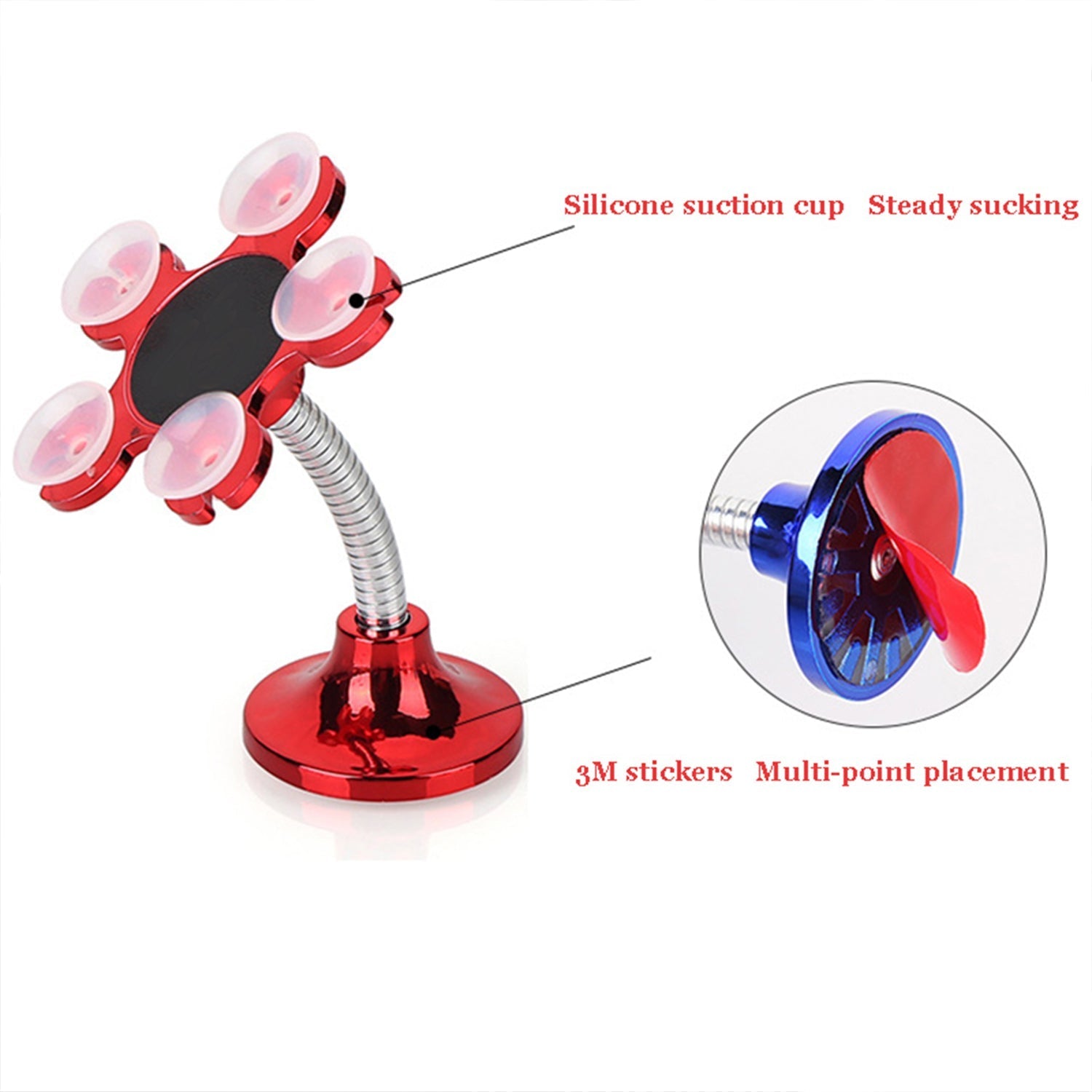 '-360 Rotatable Flower Shape Cellphone Holder Car & Mount Sucker Stand vip stand(Multicolored With Box))