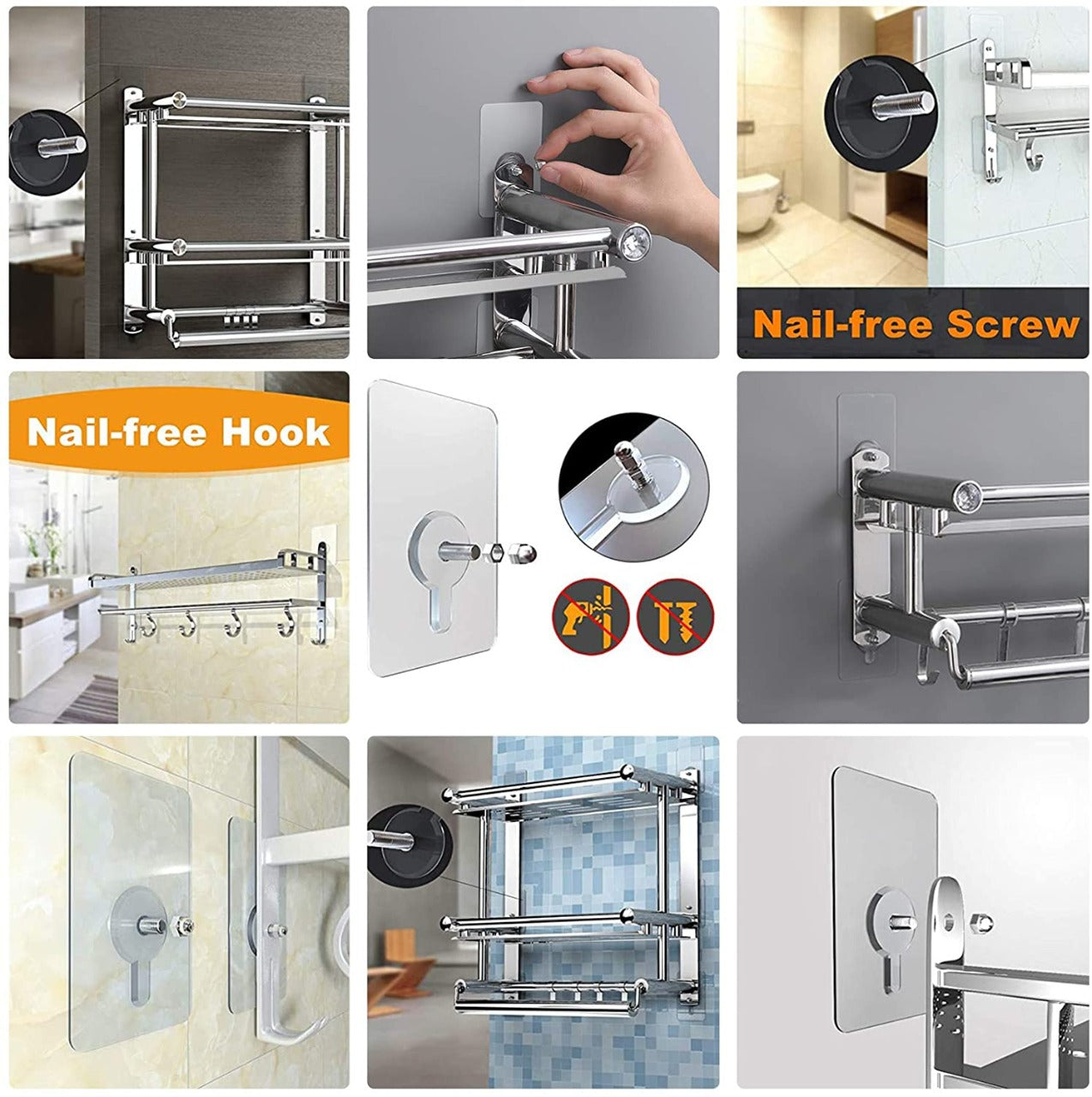 Adhesive Screw Wall Hook used in all kinds of places including household and offices for hanging and holding stuffs etc.