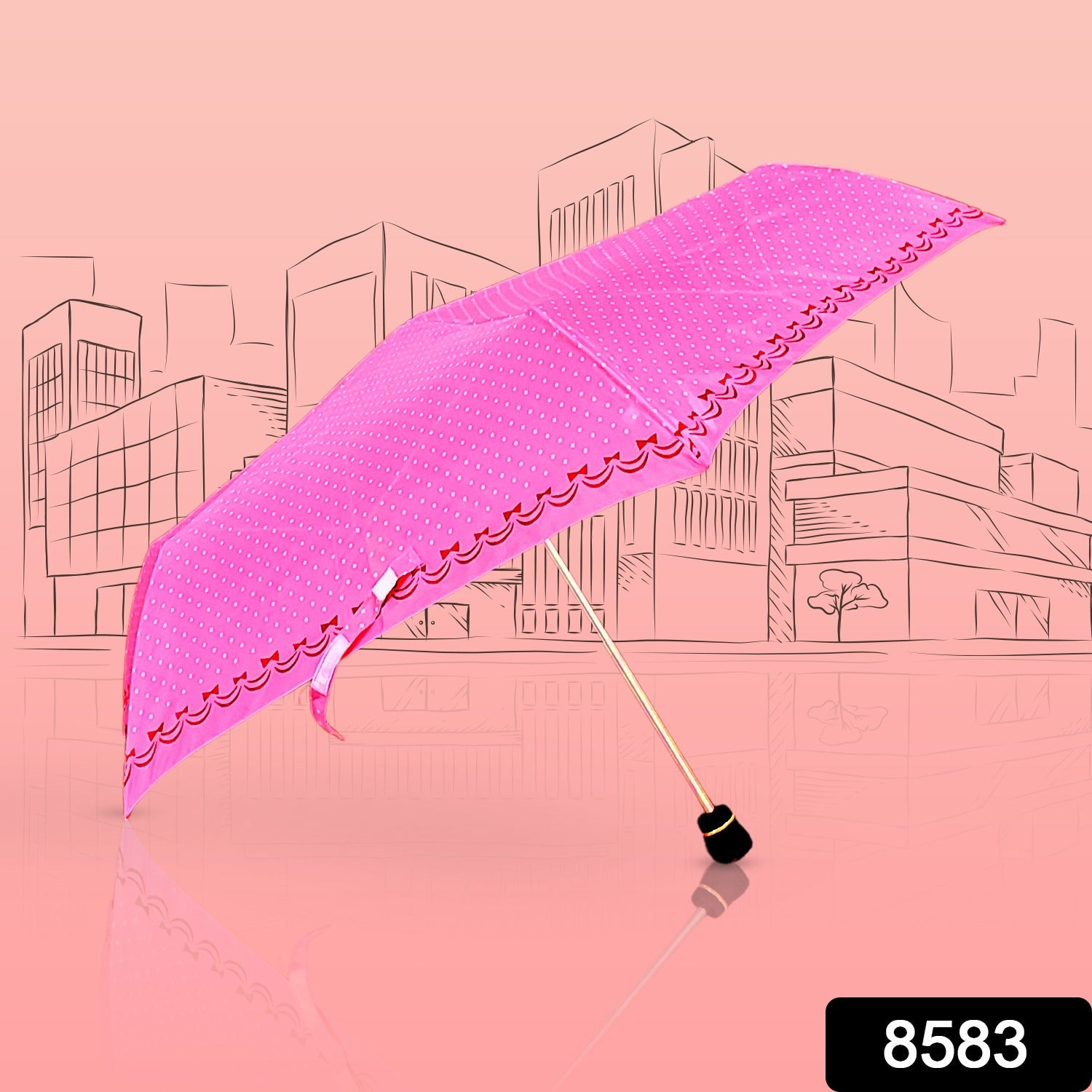 3-Fold Sun & Rain Protective Solid Foldable Umbrella (1 pc)