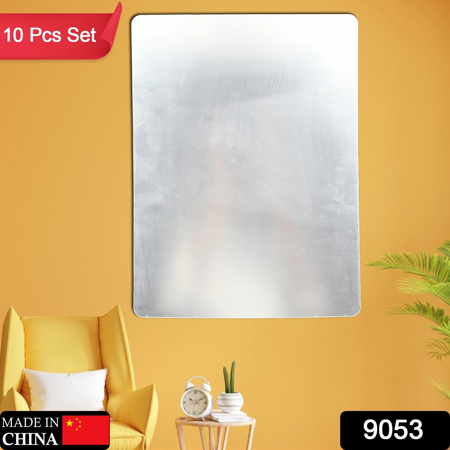 10PC BIG SQUARE ADHESIVE-BATHROOM-MIRROR-WALL