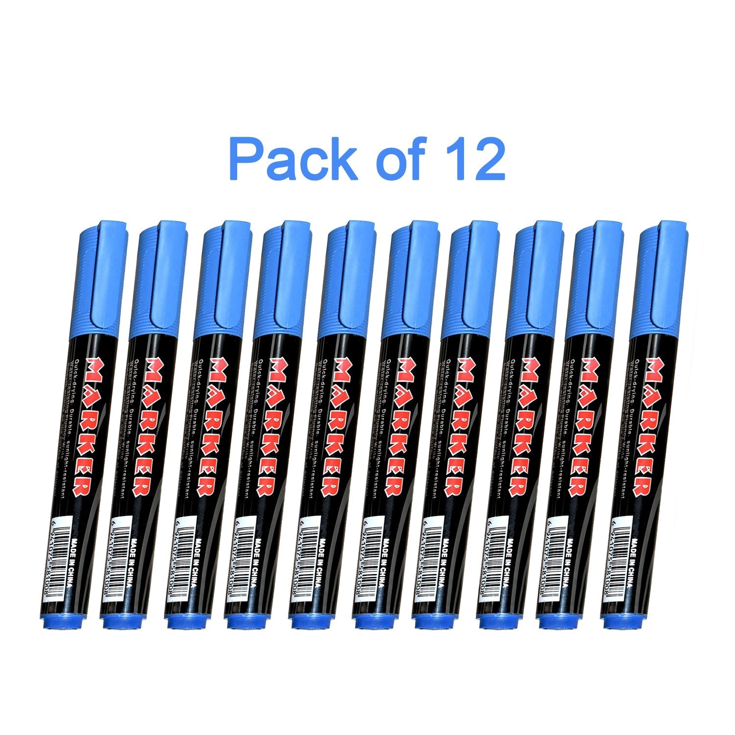 Blue Permanent Markers for White Board (Pack Of 12)